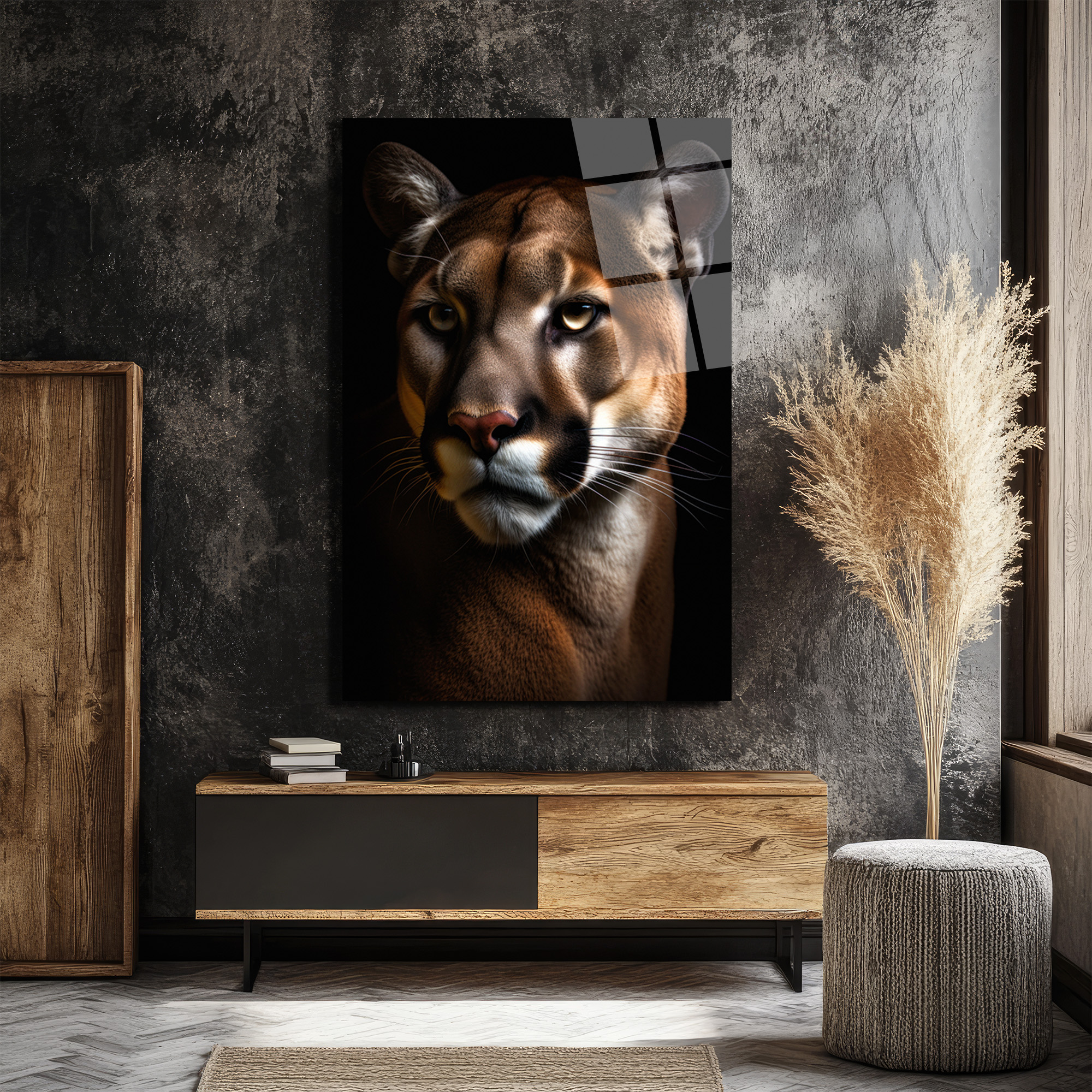 Vahşi Bakış: Puma Portresi Modern Cam Tablo - Glazella Vahşi Bakış: Puma Portresi Modern Cam Tablo - Glazella