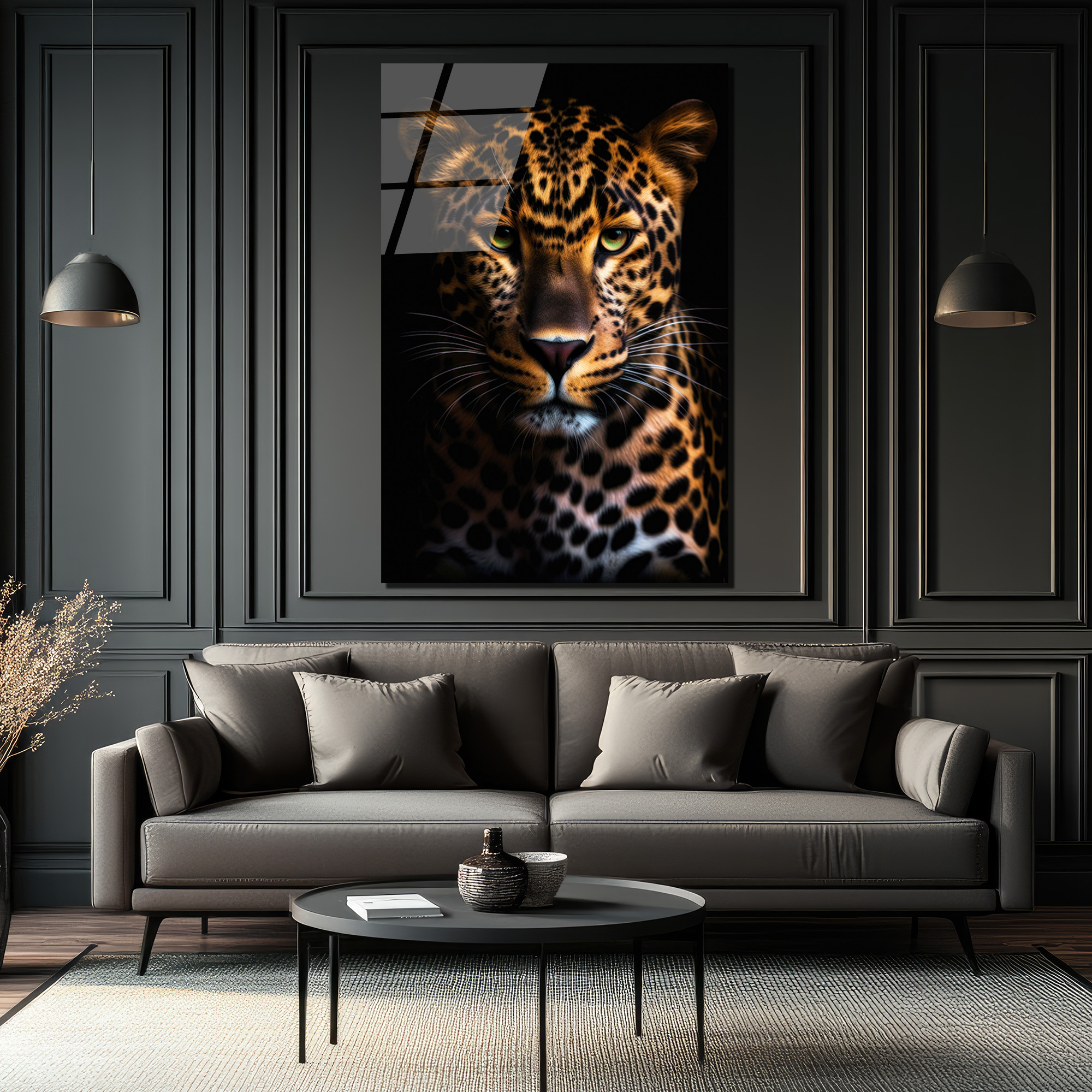 Vahşi Asalet: Yeşil Gözlü Leopar Cam Tablo - Glazella Vahşi Asalet: Yeşil Gözlü Leopar Cam Tablo - Glazella