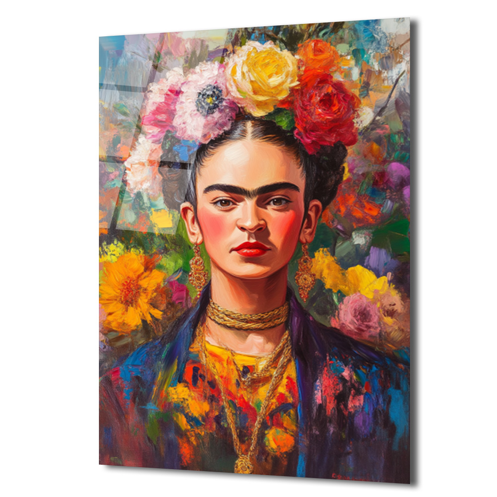 Frida Kahlo'nun Canlı Portresi Cam Tablo - Glazella Frida Kahlo'nun Canlı Portresi Cam Tablo - Glazella