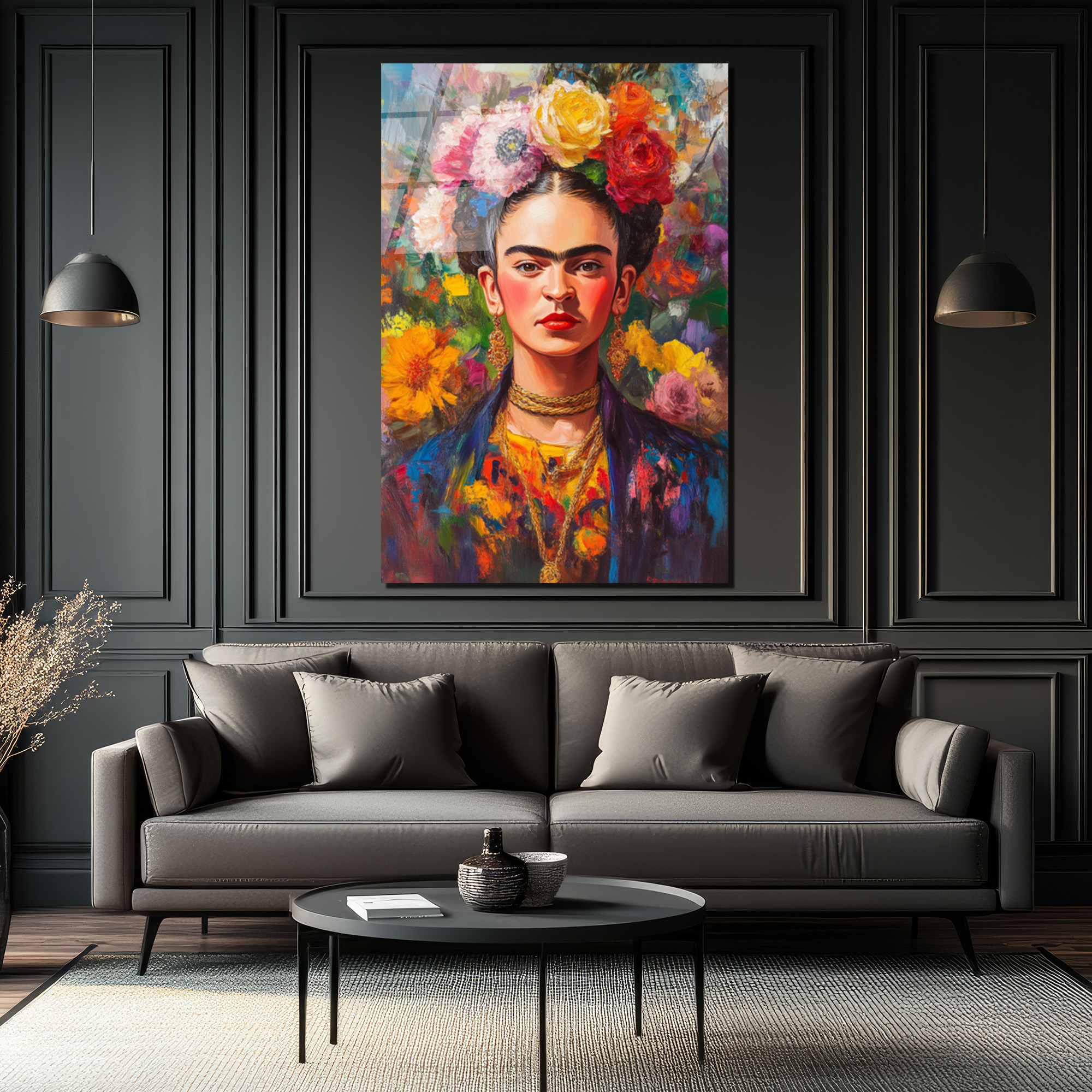 Frida Kahlo'nun Canlı Portresi Cam Tablo - Glazella Frida Kahlo'nun Canlı Portresi Cam Tablo - Glazella