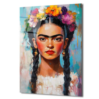 Frida Kahlo Çiçekli Taç Portresi Cam Tablo - Glazella Frida Kahlo Çiçekli Taç Portresi Cam Tablo - Glazella