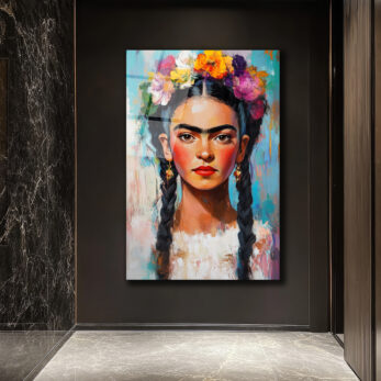 Frida Kahlo Çiçekli Taç Portresi Cam Tablo - Glazella Frida Kahlo Çiçekli Taç Portresi Cam Tablo - Glazella