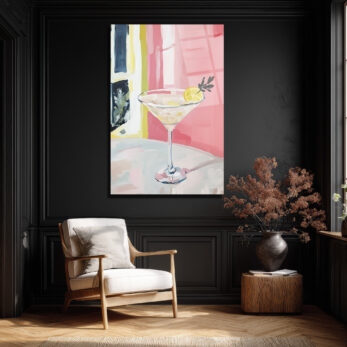 Modern Martini Sanatı Cam Tablo - Pembe ve Limon Ferahlığı - Glazella
