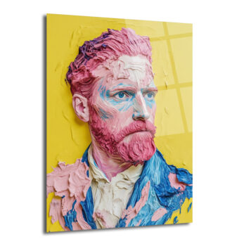 Van Gogh'un Modern Yüzü: Canlı Renklerle Sanatsal Cam Tablo - Glazella