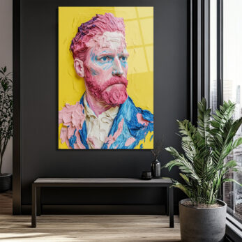 Van Gogh'un Modern Yüzü: Canlı Renklerle Sanatsal Cam Tablo - Glazella Van Gogh'un Modern Yüzü: Canlı Renklerle Sanatsal Cam Tablo - Glazella