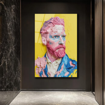 Van Gogh'un Modern Yüzü: Canlı Renklerle Sanatsal Cam Tablo - Glazella Van Gogh'un Modern Yüzü: Canlı Renklerle Sanatsal Cam Tablo - Glazella