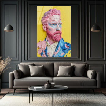 Van Gogh'un Modern Yüzü: Canlı Renklerle Sanatsal Cam Tablo - Glazella Van Gogh'un Modern Yüzü: Canlı Renklerle Sanatsal Cam Tablo - Glazella