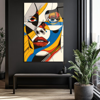 Dinamik Renklerle Pop Art Kadın Portre Cam Tablo - Glazella
