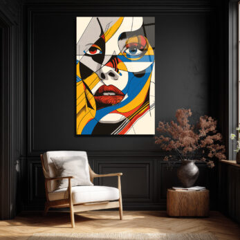 Dinamik Renklerle Pop Art Kadın Portre Cam Tablo - Glazella