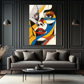 Dinamik Renklerle Pop Art Kadın Portre Cam Tablo - Glazella