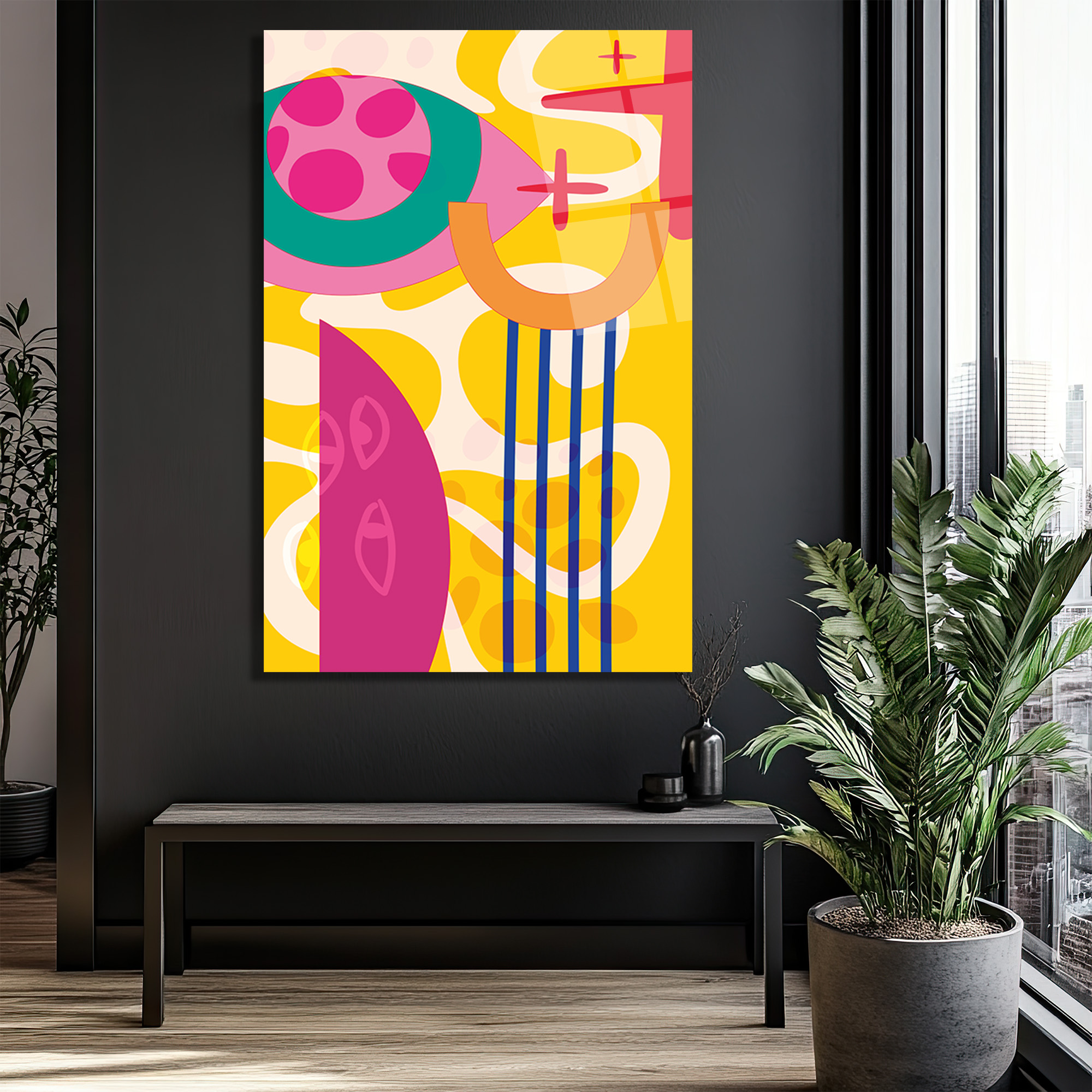 Canlı Renklerle Soyut Sanat Cam Tablo - Modern Duvar Dekoru - Glazella Canlı Renklerle Soyut Sanat Cam Tablo - Modern Duvar Dekoru - Glazella