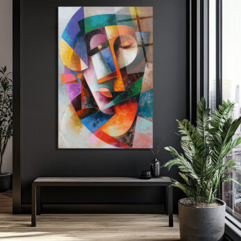 Dinamik Kübist Yüz Soyut Sanat Cam Tablo - Modern Duvar Dekoru - Glazella Dinamik Kübist Yüz Soyut Sanat Cam Tablo - Modern Duvar Dekoru - Glazella