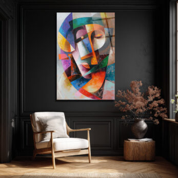 Dinamik Kübist Yüz Soyut Sanat Cam Tablo - Modern Duvar Dekoru - Glazella Dinamik Kübist Yüz Soyut Sanat Cam Tablo - Modern Duvar Dekoru - Glazella