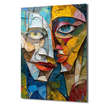 Soyut Yüzler Kübist Modern Cam Tablo - Glazella Sanat Koleksiyonu - Glazella