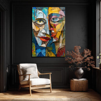 Soyut Yüzler Kübist Modern Cam Tablo - Glazella Sanat Koleksiyonu - Glazella