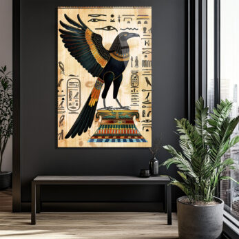 Mistik Mısır Tanrısı Horus Cam Tablo - Glazella