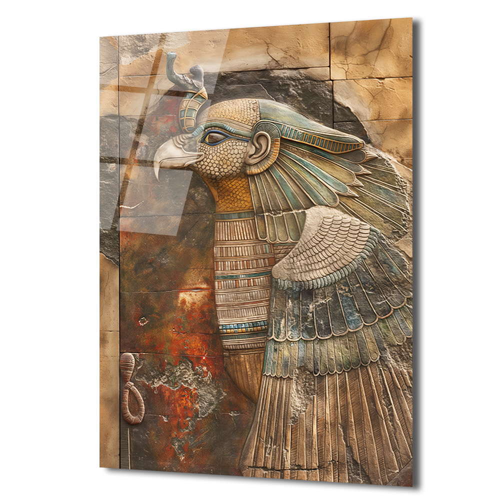 Horus'un Kudreti: Antik Mısır Sanatı Cam Tablo - Glazella Horus'un Kudreti: Antik Mısır Sanatı Cam Tablo - Glazella