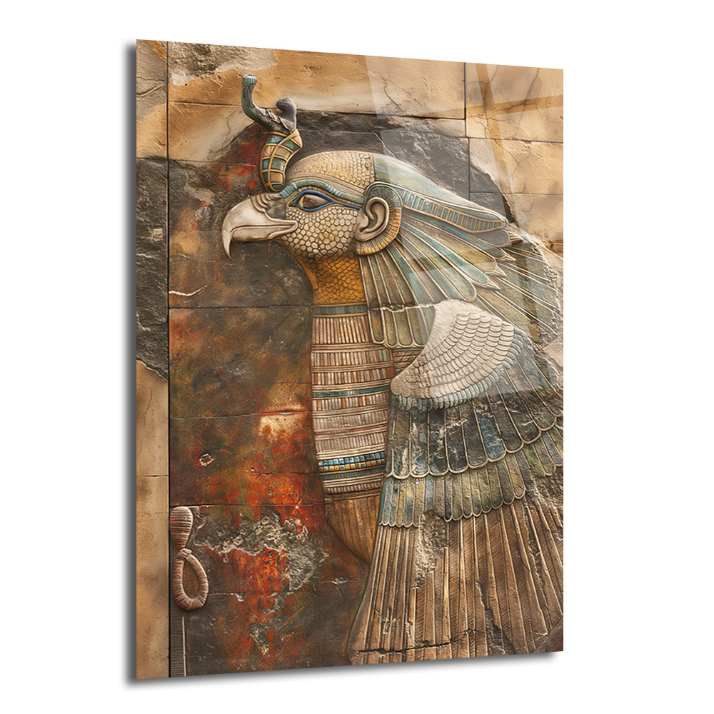 Horus'un Kudreti: Antik Mısır Sanatı Cam Tablo - Glazella Horus'un Kudreti: Antik Mısır Sanatı Cam Tablo - Glazella