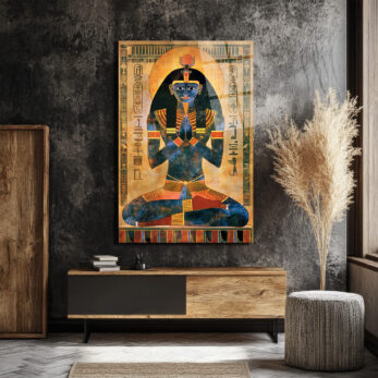 Antik Mısır Meditasyon Figürü Temalı Cam Tablo - Glazella Antik Mısır Meditasyon Figürü Temalı Cam Tablo - Glazella