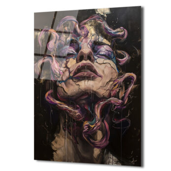 Büyüleyici Parçalanmış Yüz Sanat Cam Tablo - Glazella