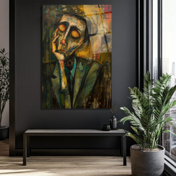 Gizemli Yüz İfadesi: Ekspresyonist Modern Sanat Cam Tablo - Glazella