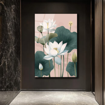 Lotus Çiçekleri Zarafeti: Modern Cam Tablo - Glazella