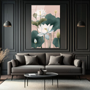 Lotus Çiçekleri Zarafeti: Modern Cam Tablo - Glazella