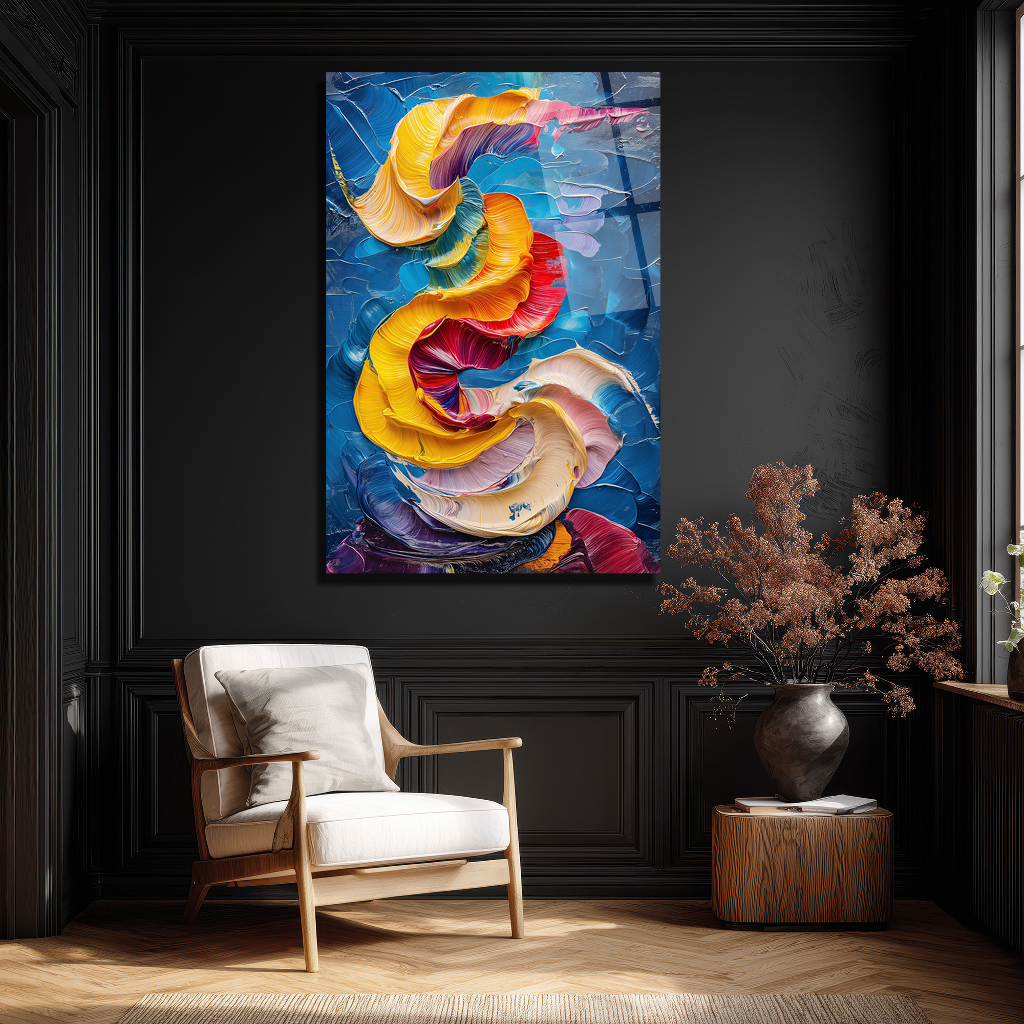 Enerjik Renklerin Dansı Cam Tablo - Modern Soyut Sanat - Glazella Enerjik Renklerin Dansı Cam Tablo - Modern Soyut Sanat - Glazella