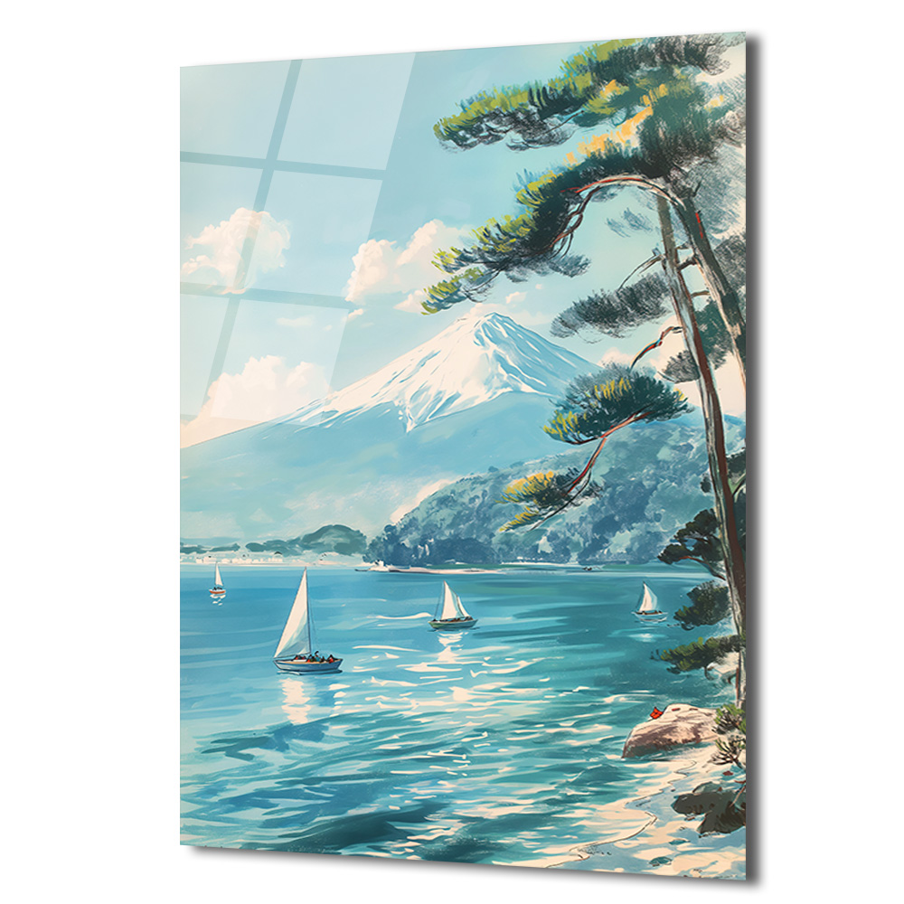 Fuji Dağı ve Sakin Koy: Japon Esintileri Cam Tablo - Glazella Fuji Dağı ve Sakin Koy: Japon Esintileri Cam Tablo - Glazella