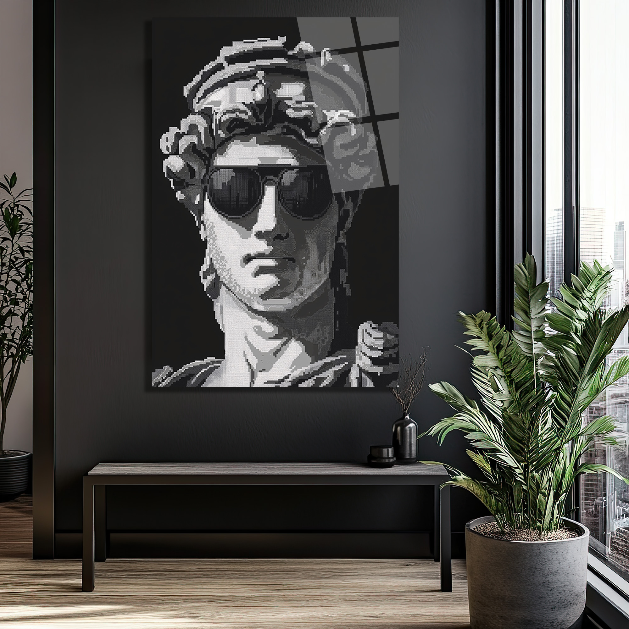 Cool David Pixel Sanat Cam Tablo - Glazella Cool David Pixel Sanat Cam Tablo - Glazella