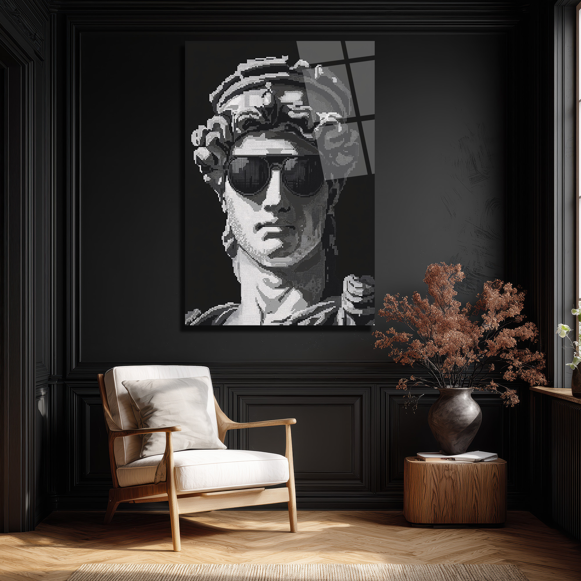 Cool David Pixel Sanat Cam Tablo - Glazella Cool David Pixel Sanat Cam Tablo - Glazella