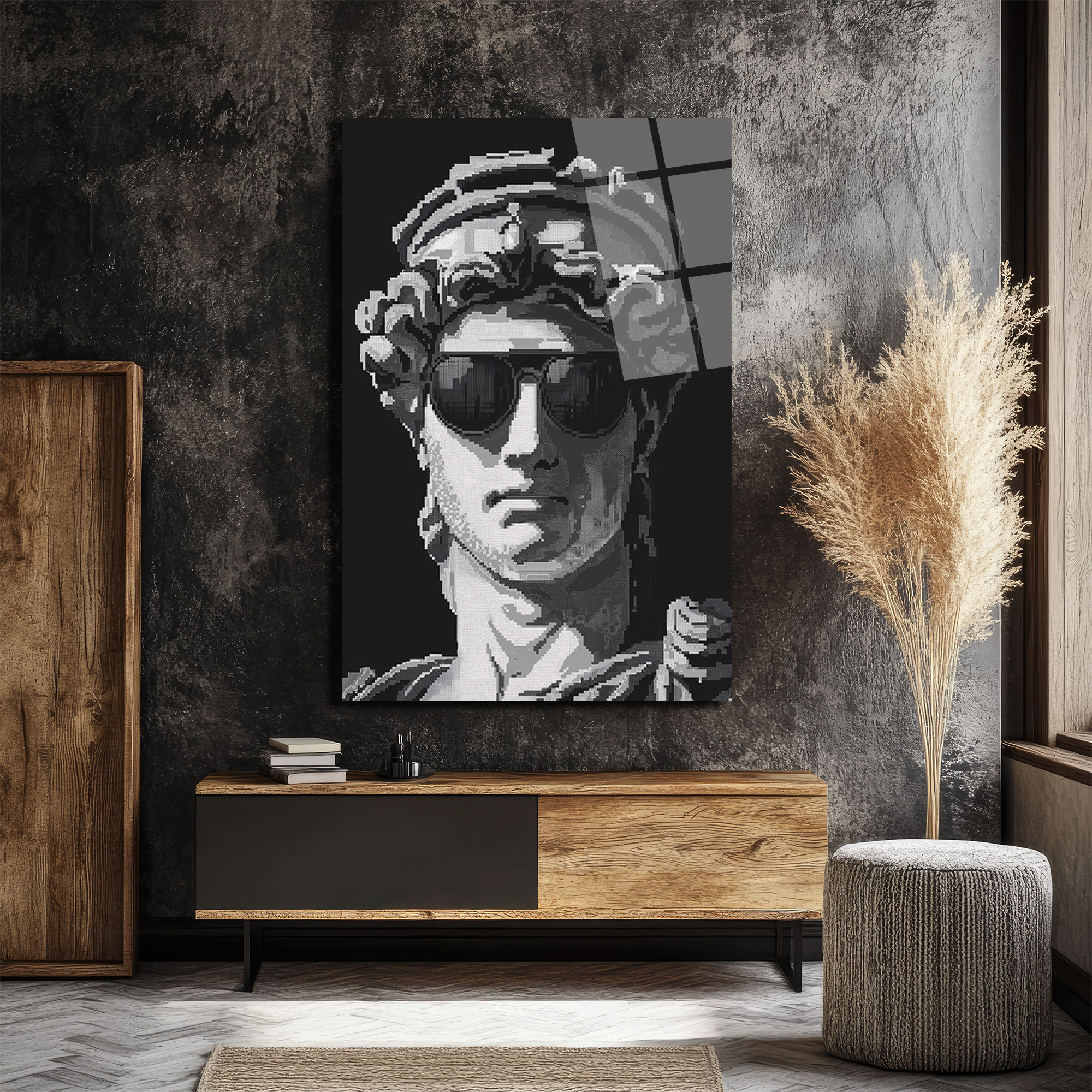 Cool David Pixel Sanat Cam Tablo - Glazella Cool David Pixel Sanat Cam Tablo - Glazella