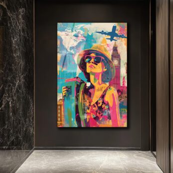 Renkli Macera: Dünya Seyahati Temalı Pop Art Cam Tablo - Glazella Renkli Macera: Dünya Seyahati Temalı Pop Art Cam Tablo - Glazella