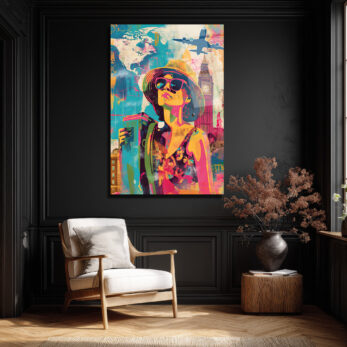 Renkli Macera: Dünya Seyahati Temalı Pop Art Cam Tablo - Glazella Renkli Macera: Dünya Seyahati Temalı Pop Art Cam Tablo - Glazella