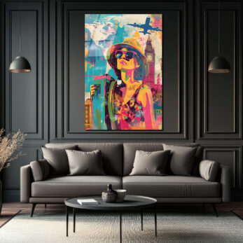 Renkli Macera: Dünya Seyahati Temalı Pop Art Cam Tablo - Glazella Renkli Macera: Dünya Seyahati Temalı Pop Art Cam Tablo - Glazella