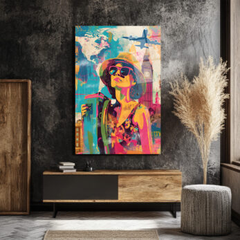 Renkli Macera: Dünya Seyahati Temalı Pop Art Cam Tablo - Glazella Renkli Macera: Dünya Seyahati Temalı Pop Art Cam Tablo - Glazella