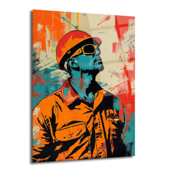 Vizyoner İşçi Pop Art Cam Tablo - Glazella
