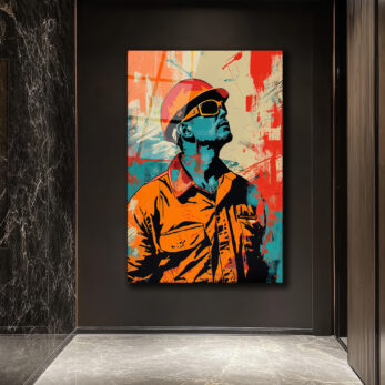 Vizyoner İşçi Pop Art Cam Tablo - Glazella Vizyoner İşçi Pop Art Cam Tablo - Glazella