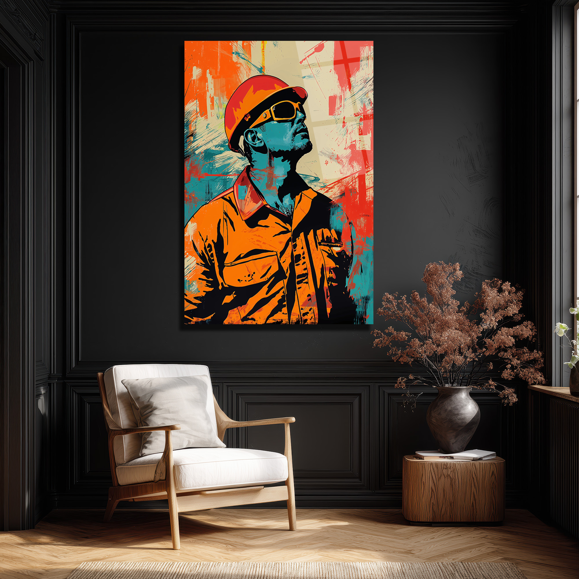 Vizyoner İşçi Pop Art Cam Tablo - Glazella Vizyoner İşçi Pop Art Cam Tablo - Glazella