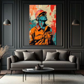 Vizyoner İşçi Pop Art Cam Tablo - Glazella Vizyoner İşçi Pop Art Cam Tablo - Glazella