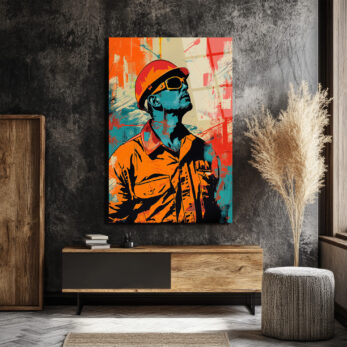 Vizyoner İşçi Pop Art Cam Tablo - Glazella Vizyoner İşçi Pop Art Cam Tablo - Glazella