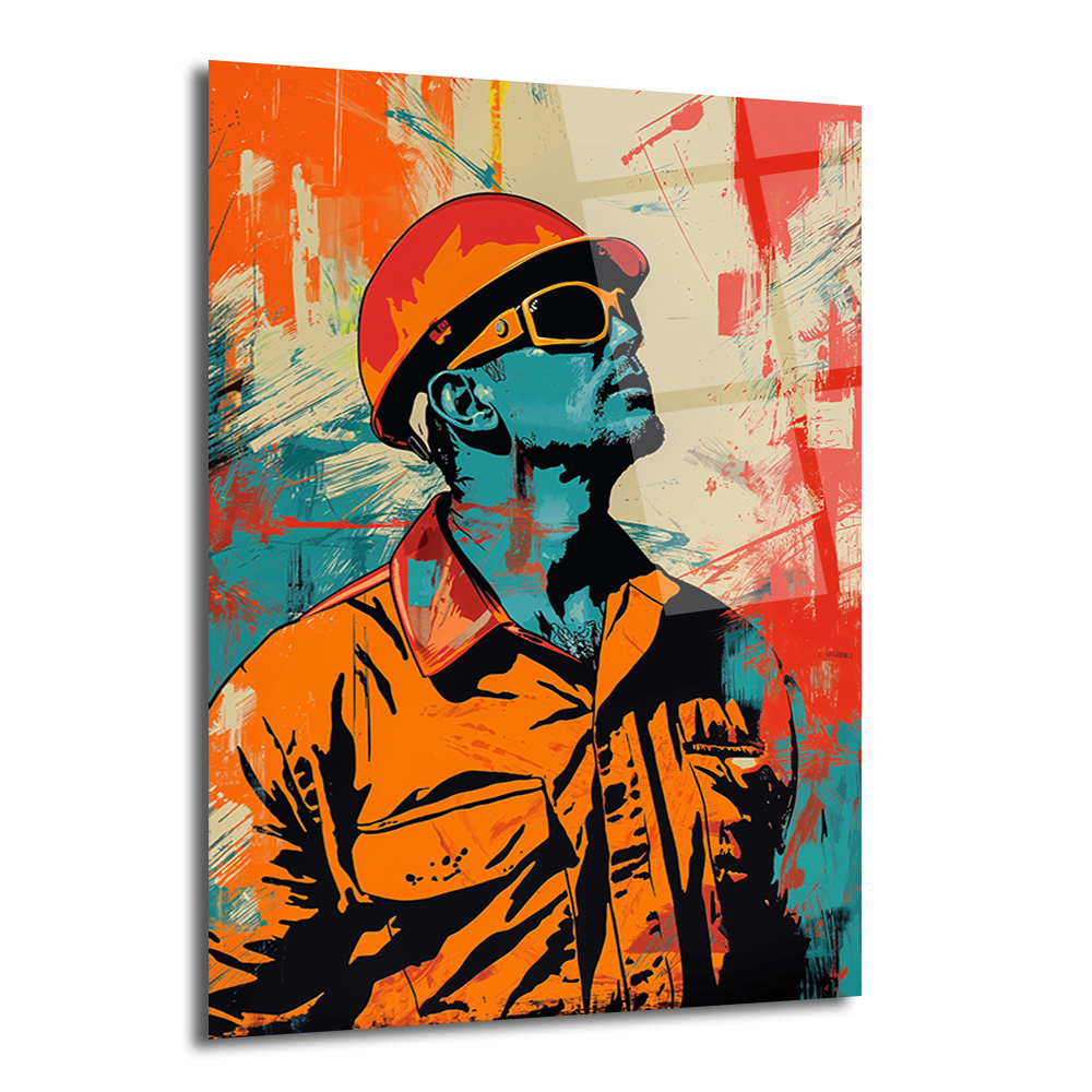 Vizyoner İşçi Pop Art Cam Tablo - Glazella Vizyoner İşçi Pop Art Cam Tablo - Glazella