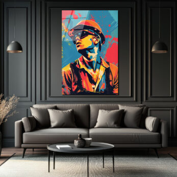Dinamik Pop Art İşçi Portresi Cam Tablo - Glazella Dinamik Pop Art İşçi Portresi Cam Tablo - Glazella