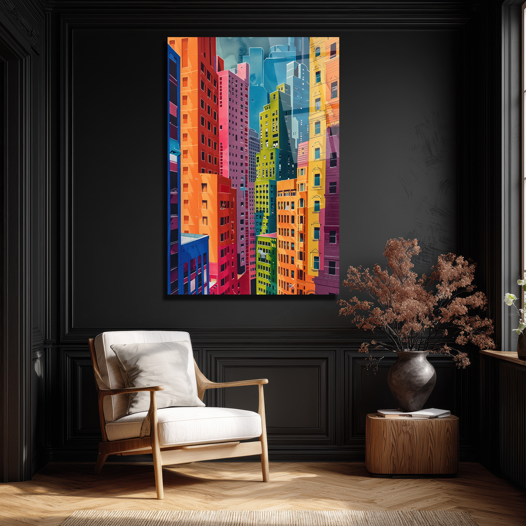 Canlı Şehir Silüeti Modern Sanat Cam Tablo - Glazella Canlı Şehir Silüeti Modern Sanat Cam Tablo - Glazella