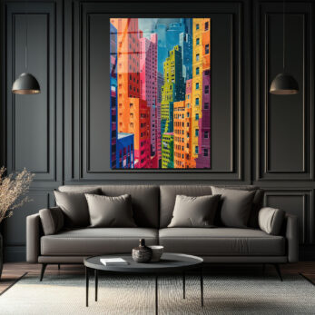 Canlı Şehir Silüeti Modern Sanat Cam Tablo - Glazella Canlı Şehir Silüeti Modern Sanat Cam Tablo - Glazella