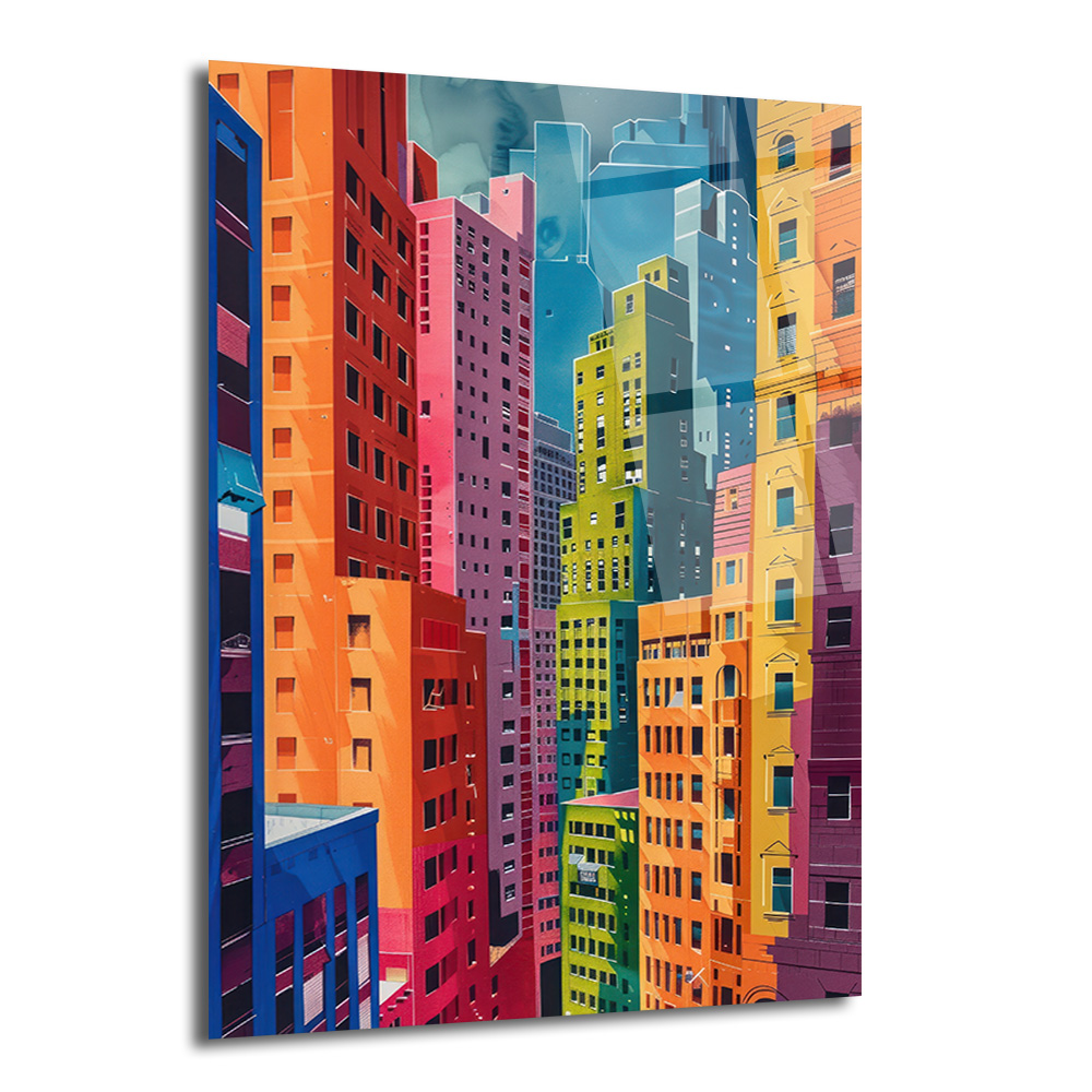 Canlı Şehir Silüeti Modern Sanat Cam Tablo - Glazella Canlı Şehir Silüeti Modern Sanat Cam Tablo - Glazella