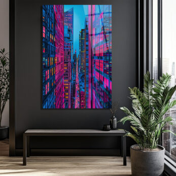 Neon Işıltılı Fütüristik Metropol Cam Tablo - Glazella Neon Işıltılı Fütüristik Metropol Cam Tablo - Glazella