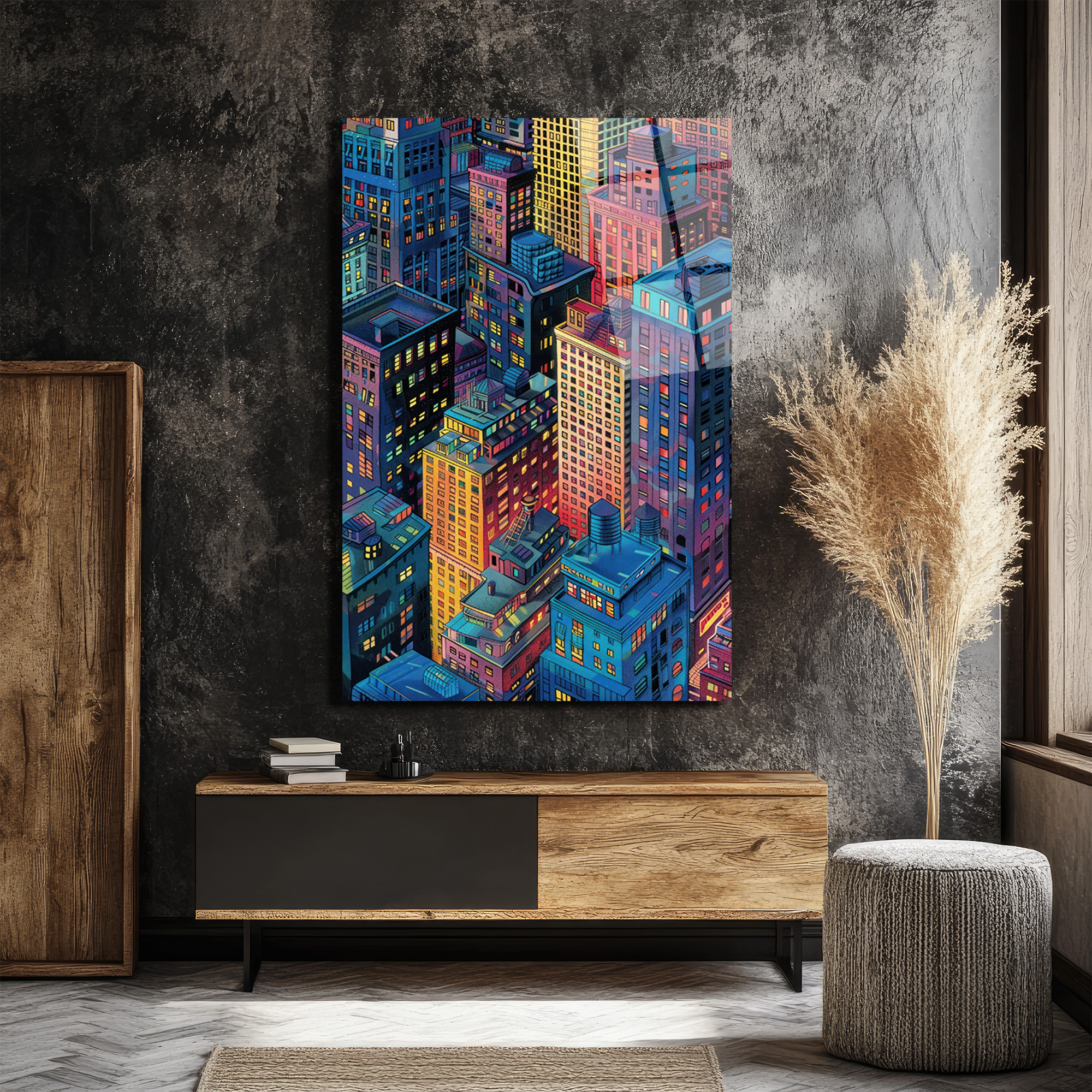 Şehrin Işıkları Cam Tablo | Modern Metropolis Sanatı - Glazella Şehrin Işıkları Cam Tablo | Modern Metropolis Sanatı - Glazella