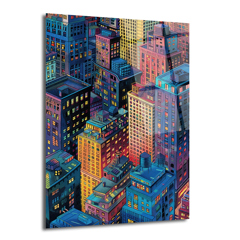Şehrin Işıkları Cam Tablo | Modern Metropolis Sanatı - Glazella Şehrin Işıkları Cam Tablo | Modern Metropolis Sanatı - Glazella