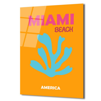 Miami Plajı Temalı Modern Sanat Cam Tablo - Glazella